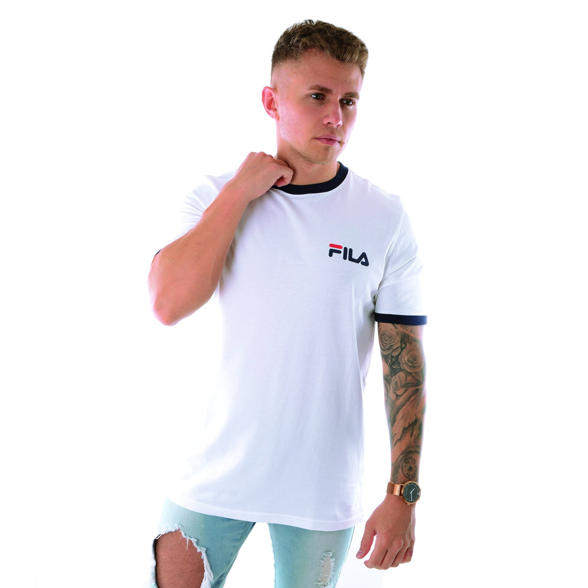 Fila Vintage Rosco LM932965 Small Logo Ringer T-Shirt