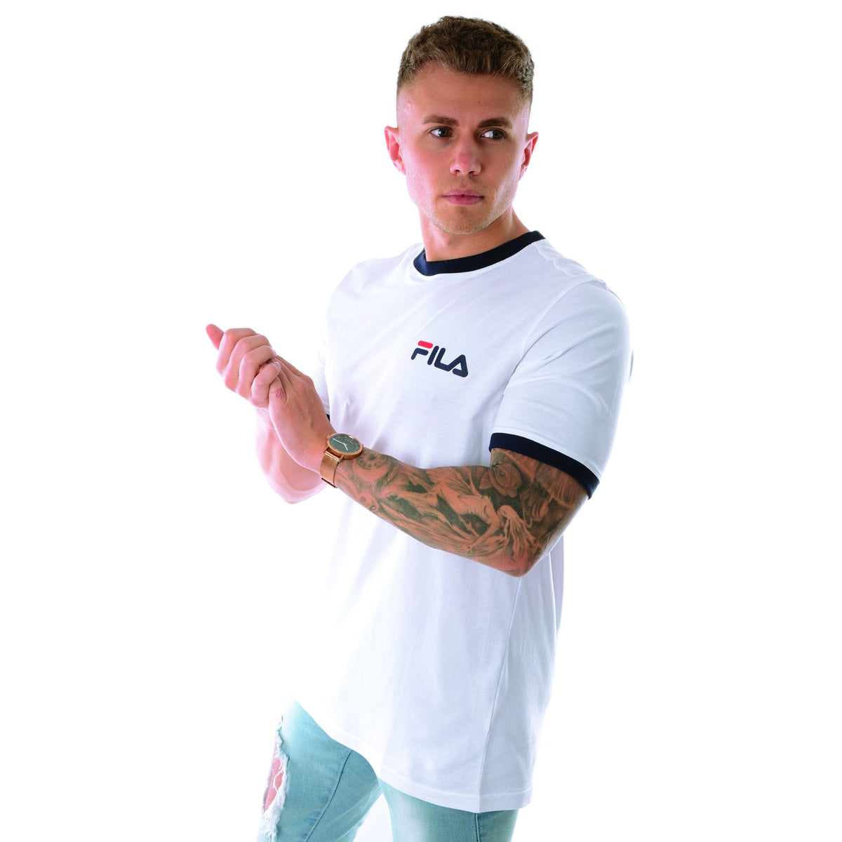 Fila Vintage Rosco LM932965 Small Logo Ringer T-Shirt