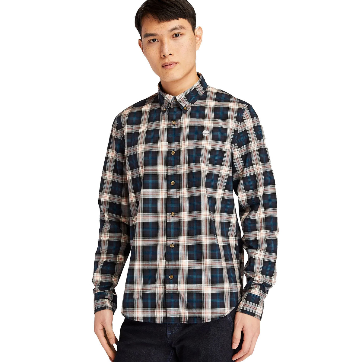 Timberland TB0A2D73 Eastham River Stretch Poplin Slim Fit Long Sleeve Check Shirt