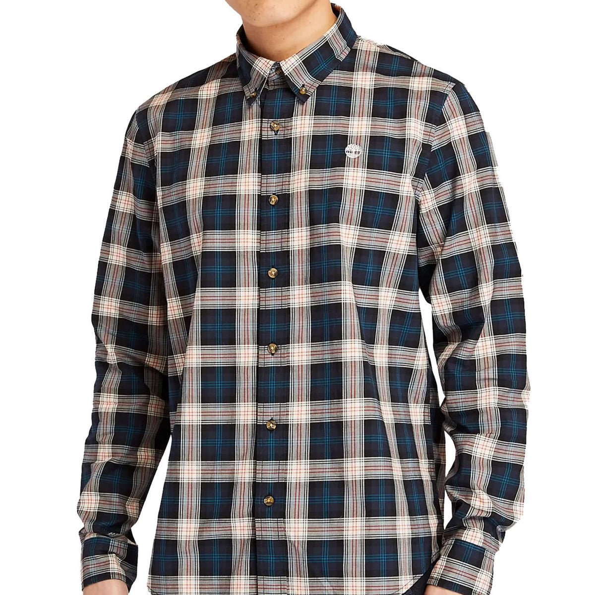 Timberland TB0A2D73 Eastham River Stretch Poplin Slim Fit Long Sleeve Check Shirt