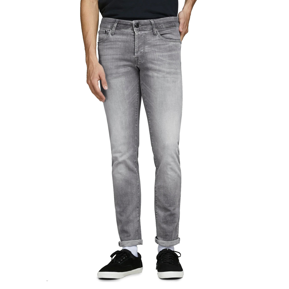 Jack Jones 7024 Glenn Icon Slim Fit Super Stretch Low Rise Denim Jean - Grey Wash