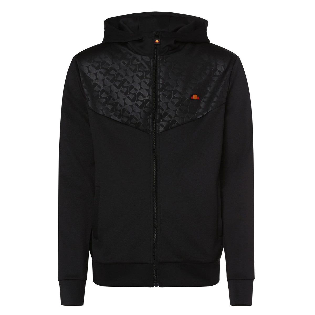 Ellesse Vardio 9009 Contrast Repeat Logo Hood Track Top - Black