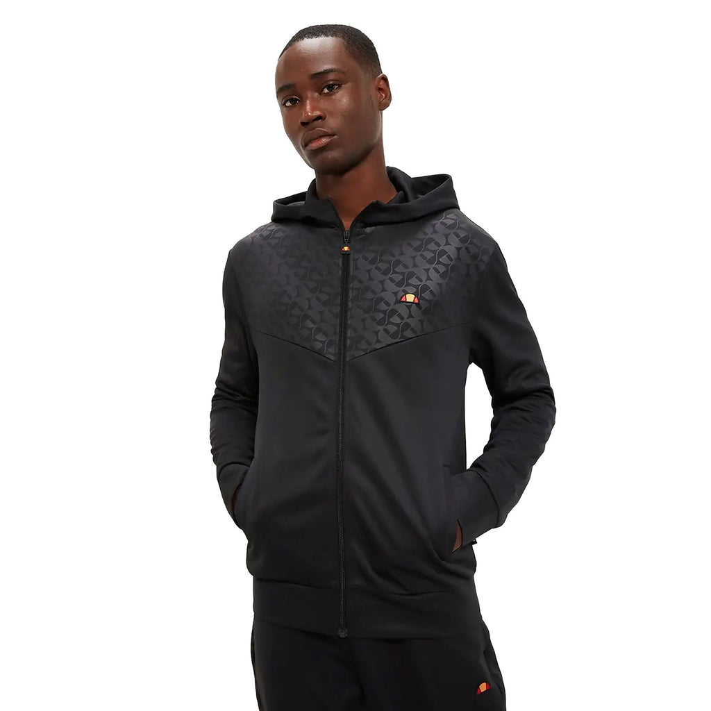 Ellesse Vardio 9009 Contrast Repeat Logo Hood Track Top - Black