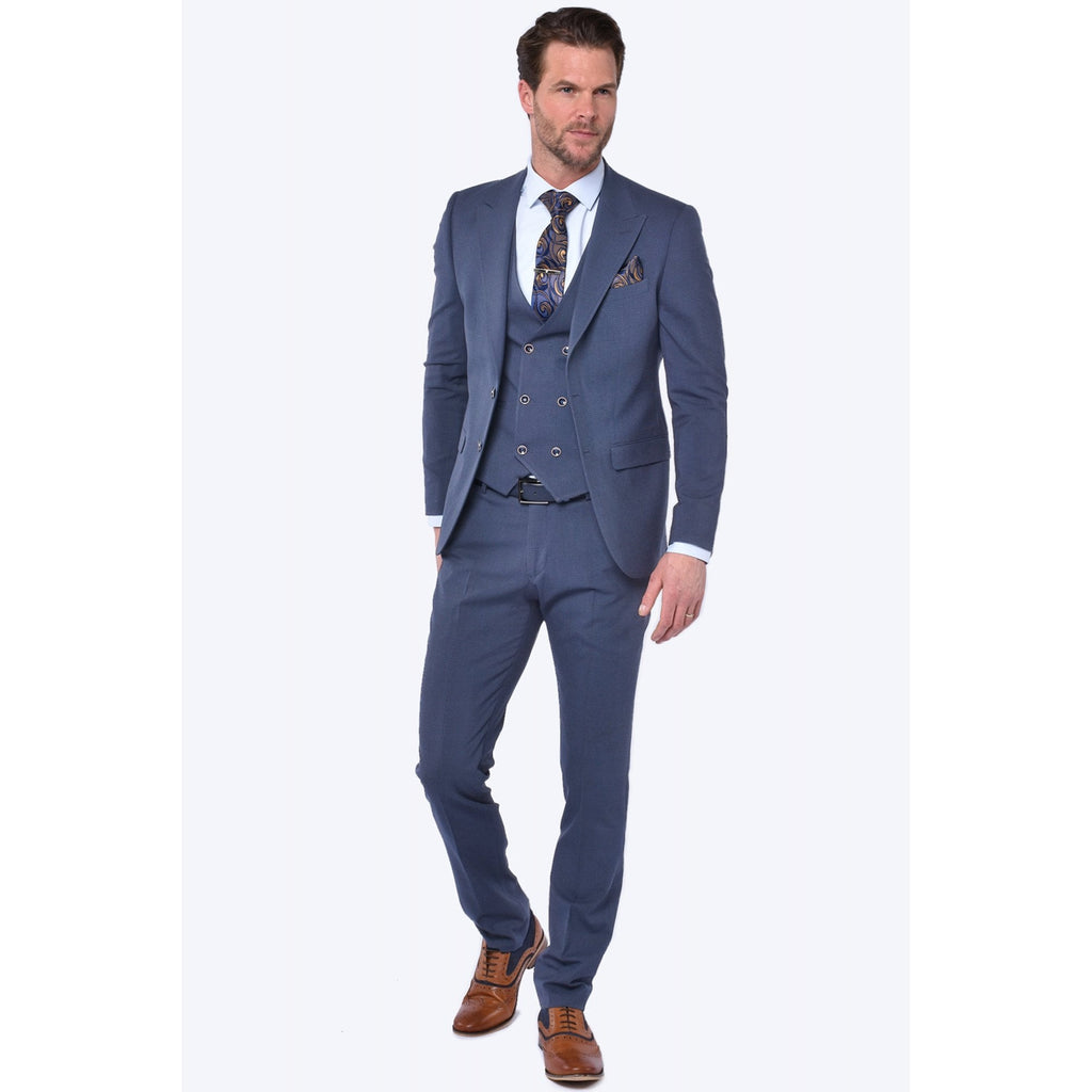 CB Brooklyn Tailored Slim Fit Contrast Check 3 Piece Suit