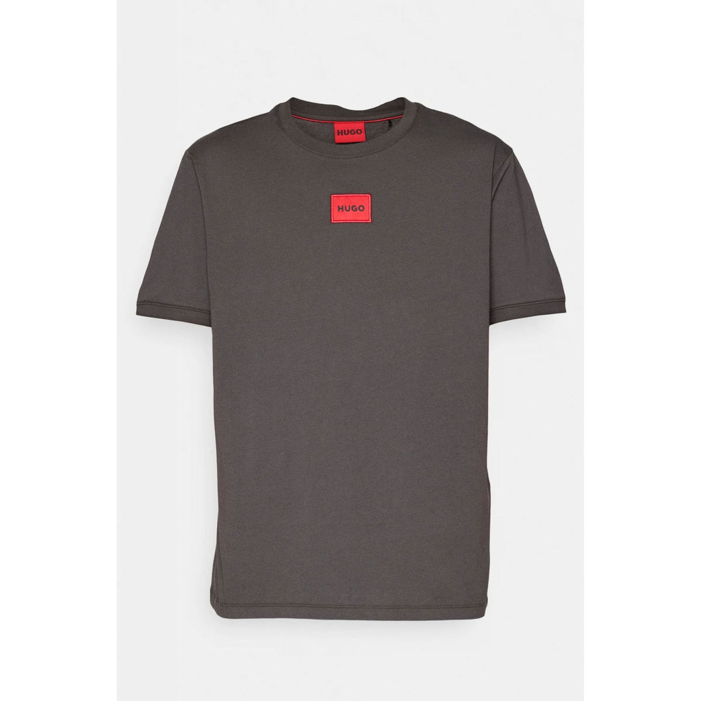 Hugo Boss 50447978 Diragolino Red Box Logo Half Sleeve T-Shirt - Charcoal