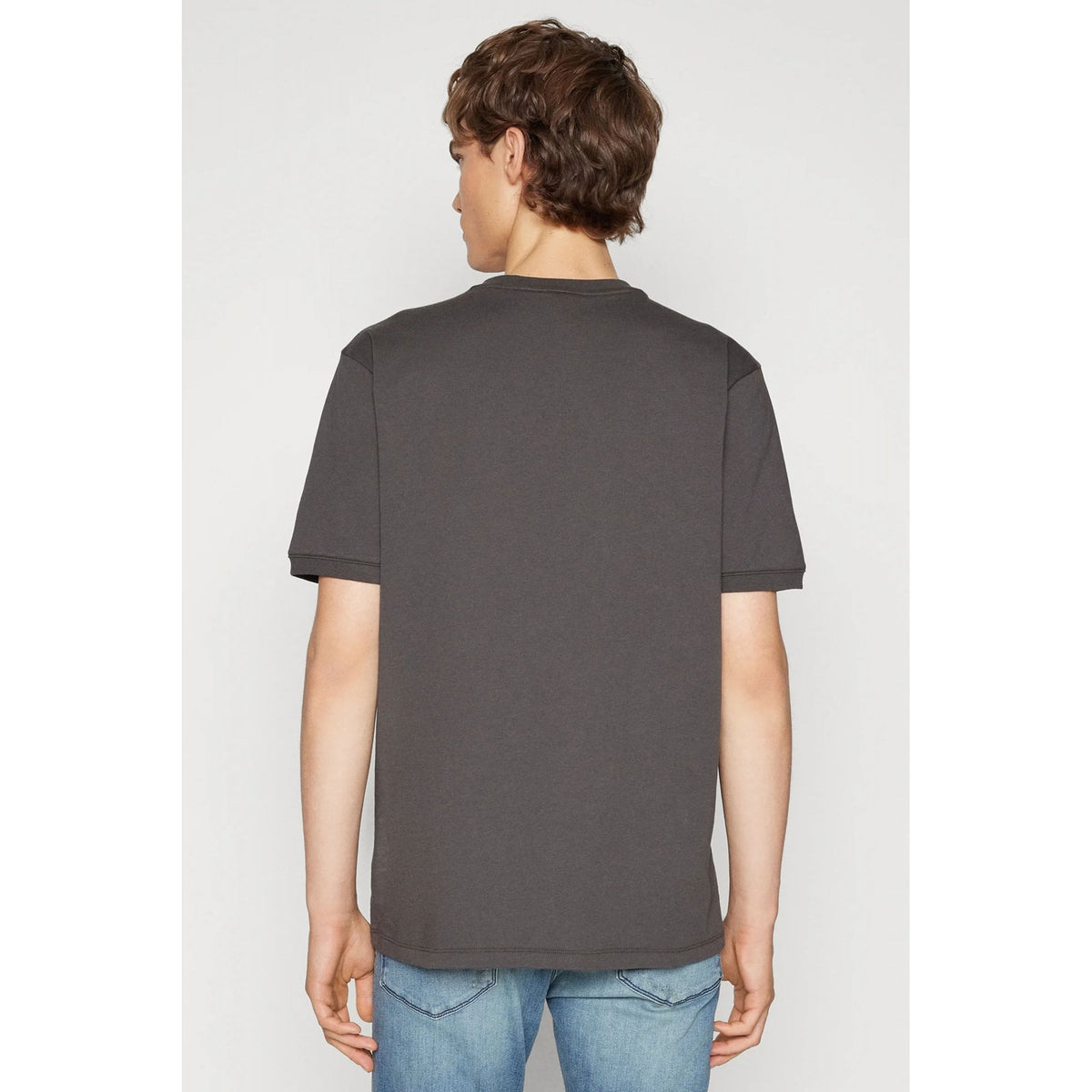 Hugo Boss 50447978 Diragolino Red Box Logo Half Sleeve T-Shirt - Charcoal