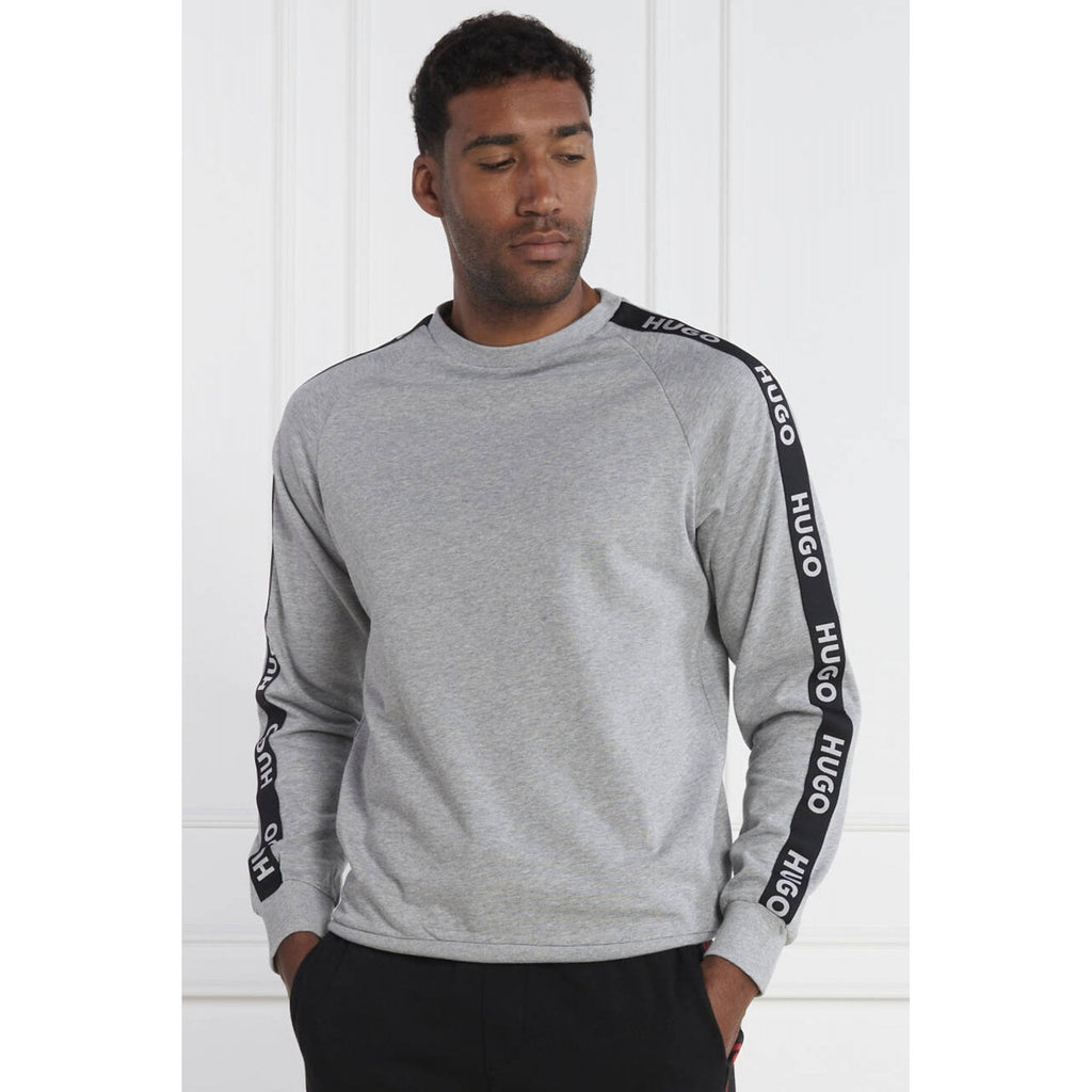 Hugo Boss 50504273 Sporty Tape Logo Crew Sweat Top - Mid Grey Marl