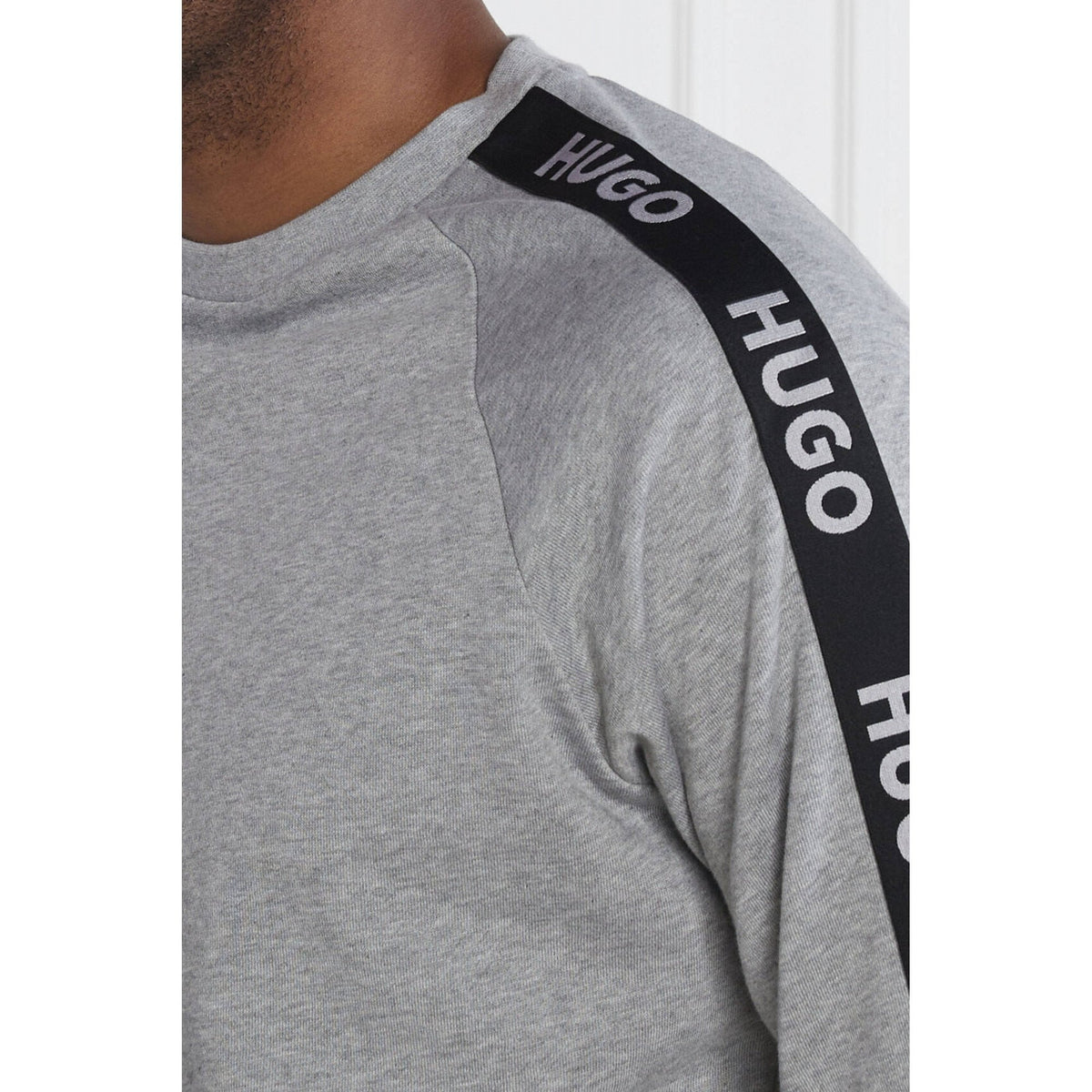 Hugo Boss 50504273 Sporty Tape Logo Crew Sweat Top - Mid Grey Marl