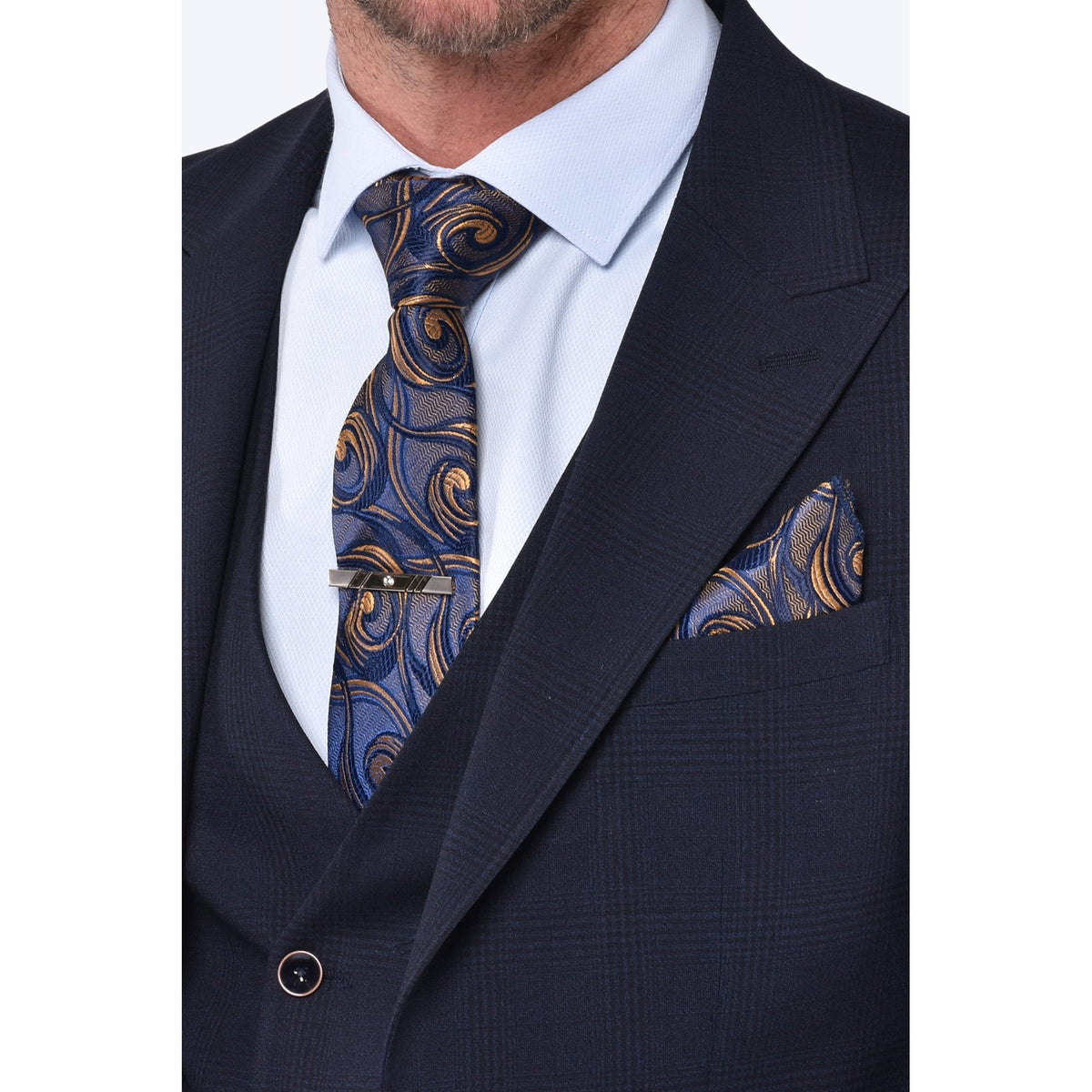 CB Brooklyn Tailored Slim Fit Contrast Check 3 Piece Suit