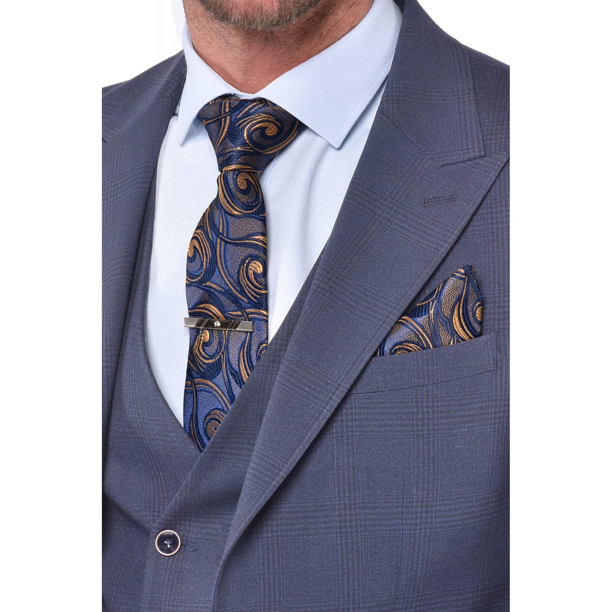 CB Brooklyn Tailored Slim Fit Contrast Check 3 Piece Suit