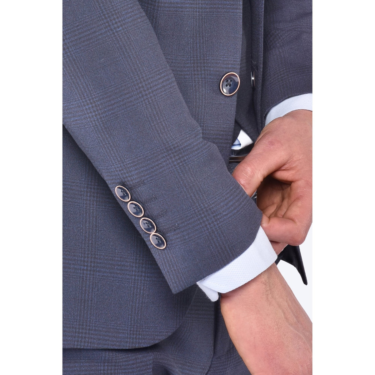 CB Brooklyn Tailored Slim Fit Contrast Check 3 Piece Suit
