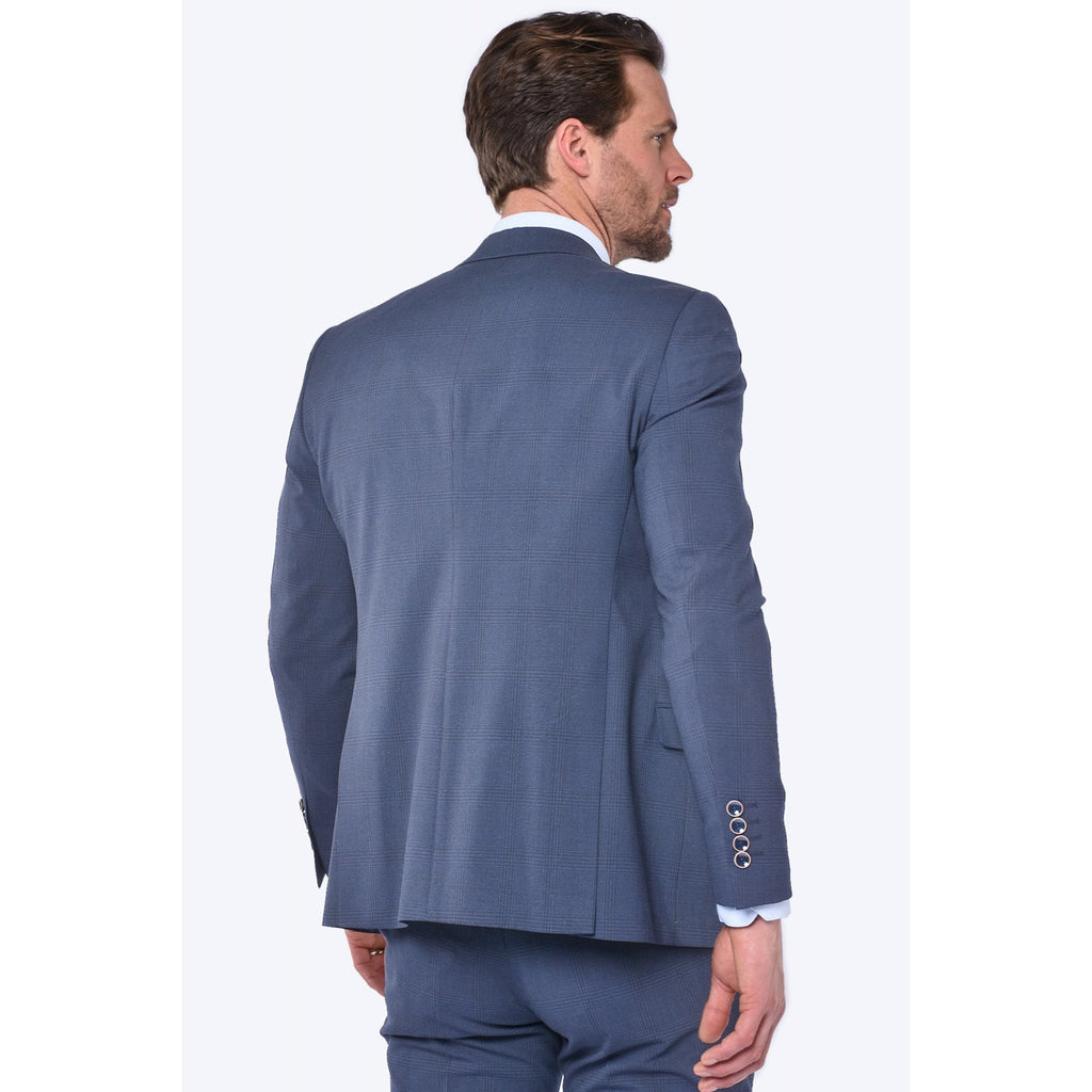 CB Brooklyn Tailored Slim Fit Contrast Check 3 Piece Suit