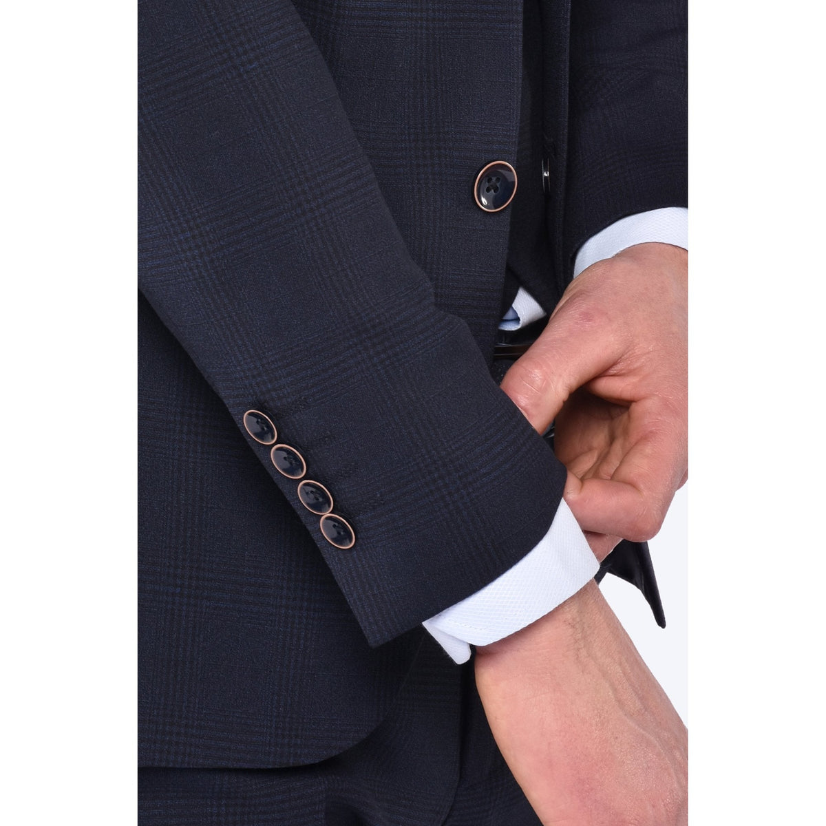 CB Brooklyn Tailored Slim Fit Contrast Check 3 Piece Suit