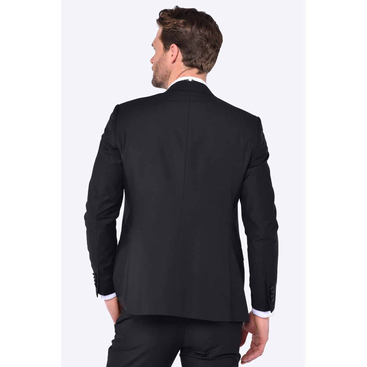 CB Paris Slim Fit Dinner Satin Three Piece Suit - Black