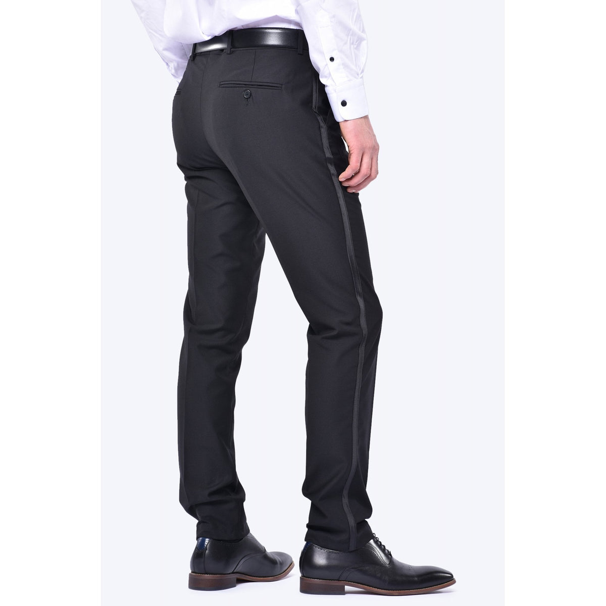 CB Tuxedo Tailored Slim Fit Satin Tape Trouser - Black