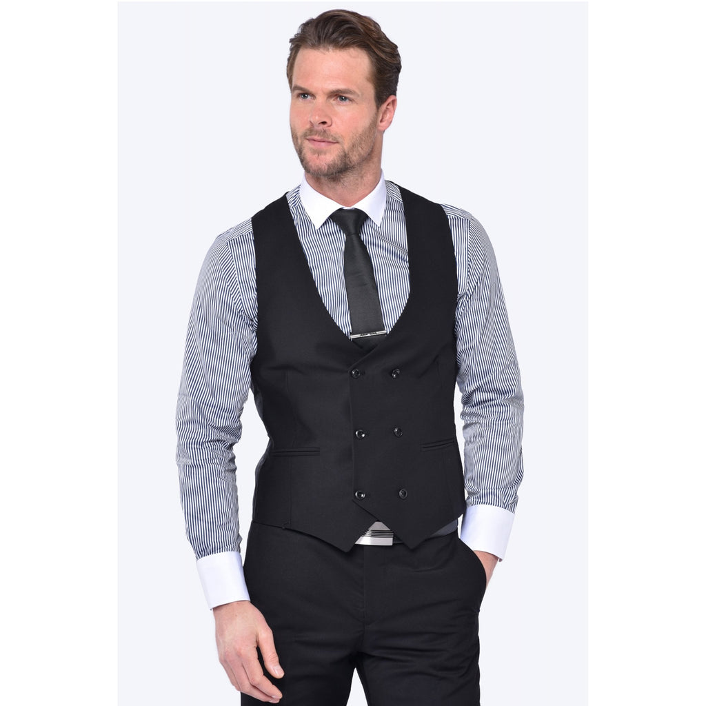 CB Classic Tailored Slim Fit Plain Double Breasted Waistcoat
