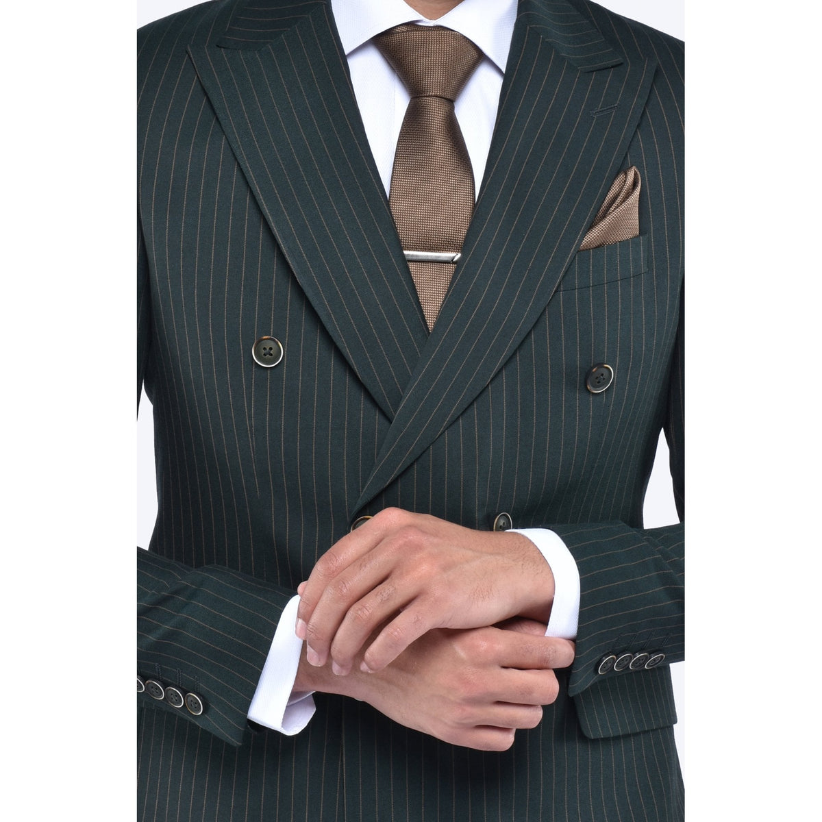 CB Greenwich Tailored Slim Fit Pinstripe Double-Breasted 2 Piece Suit