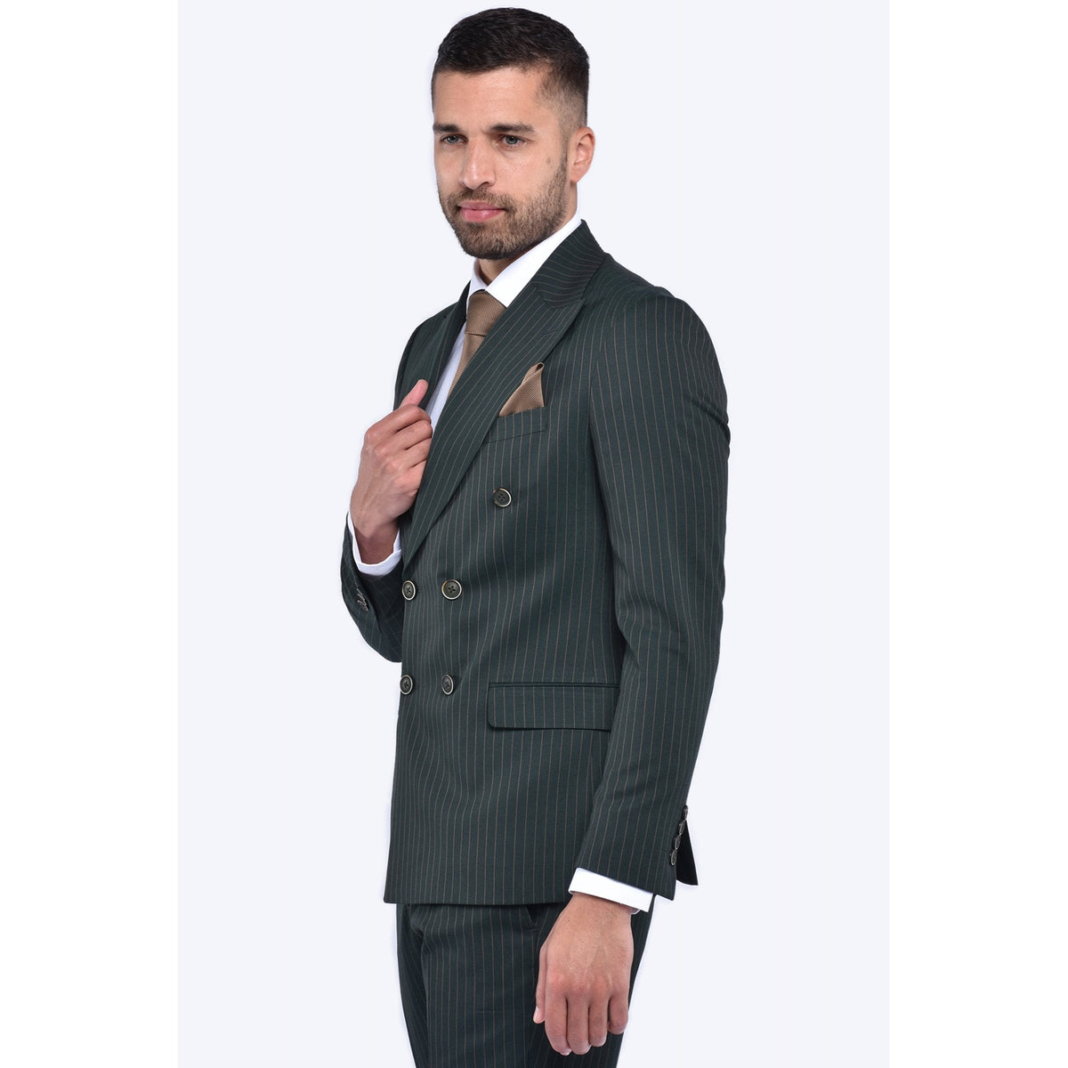 CB Greenwich Tailored Slim Fit Pinstripe Double-Breasted 2 Piece Suit