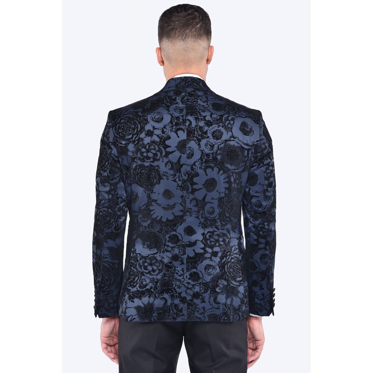 CB Lagos Tailored Slim Fit Velvet Flower Print 3 Piece Suit