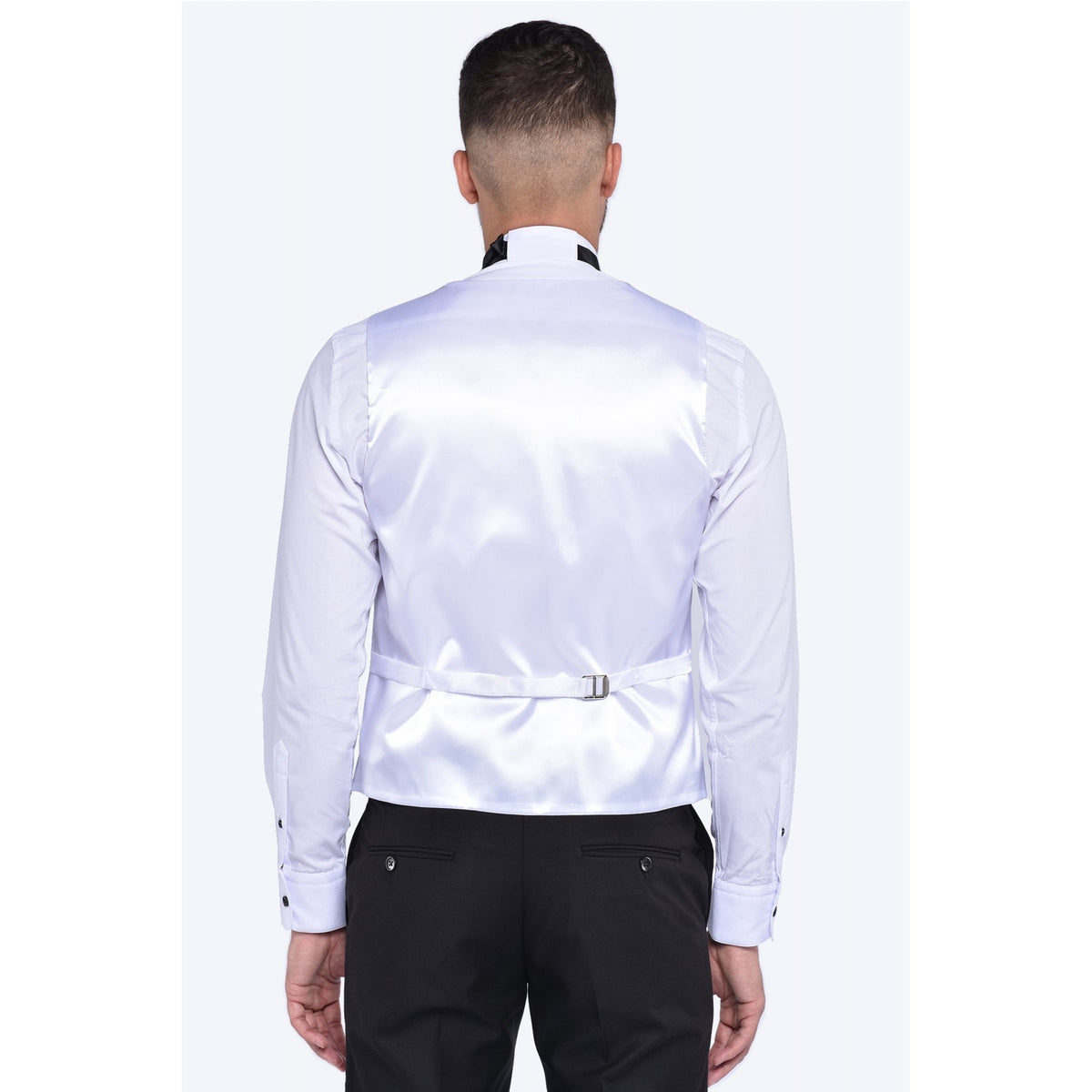 CB Mumbai Tailored Slim Fit Plain Contrast 3 Piece Suit - White/Black