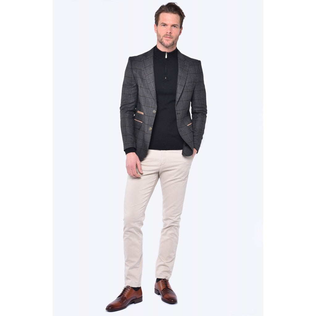 CB Jason Tailored Slim Fit Check Print Blazer - Black/Beige