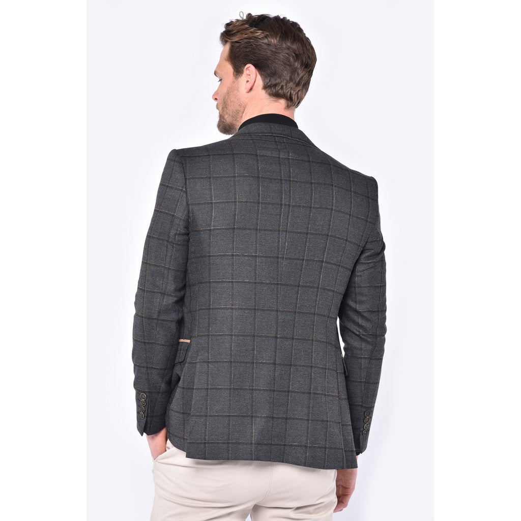 CB Jason Tailored Slim Fit Check Print Blazer - Black/Beige