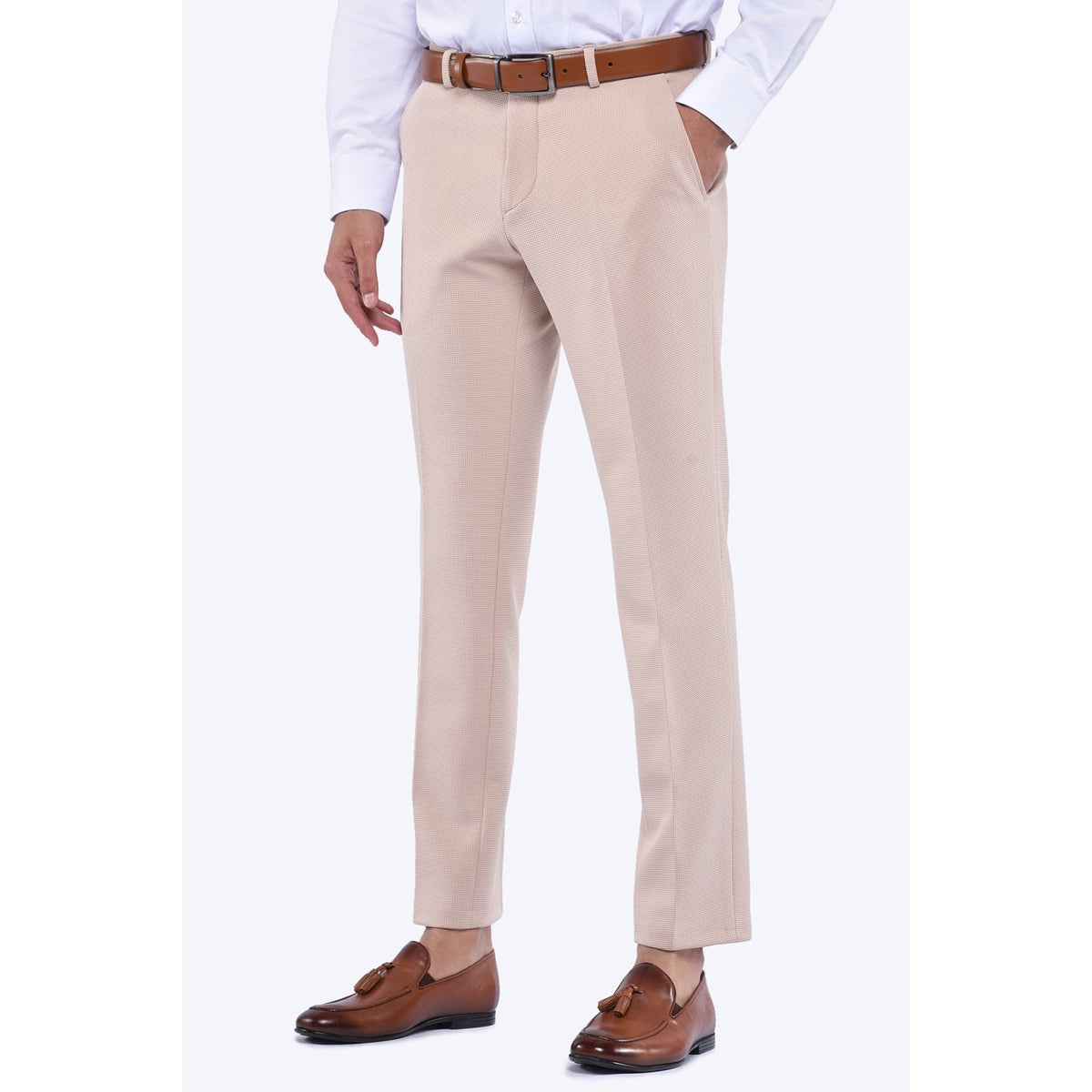 CB Waffles Tailored Slim Fit Textured Trousers