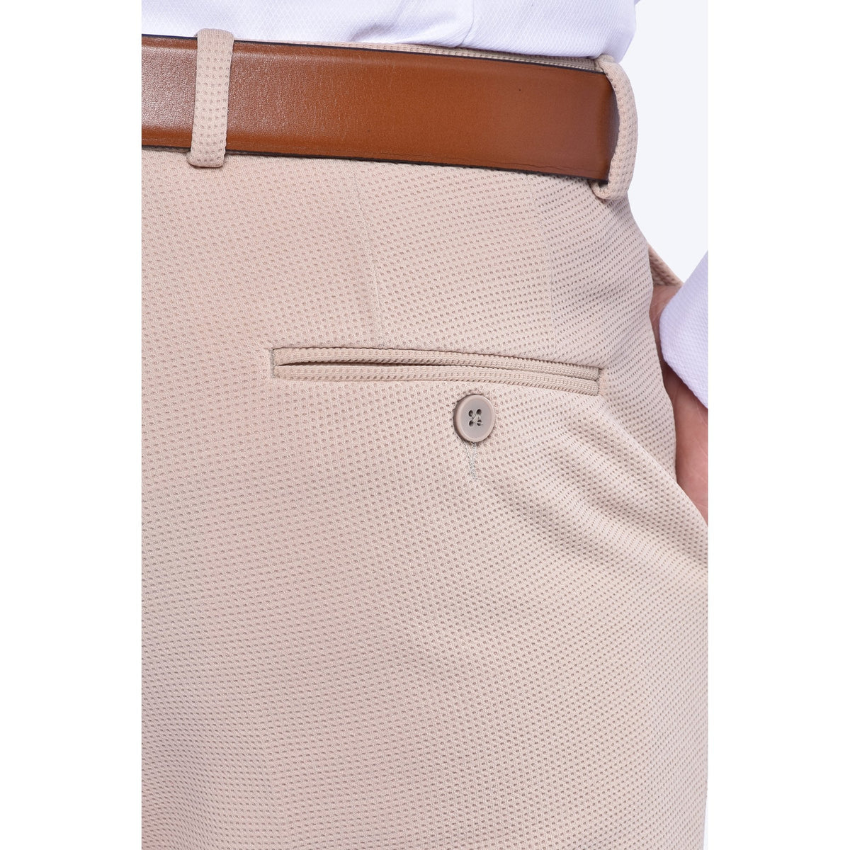 CB Waffles Tailored Slim Fit Textured Trousers