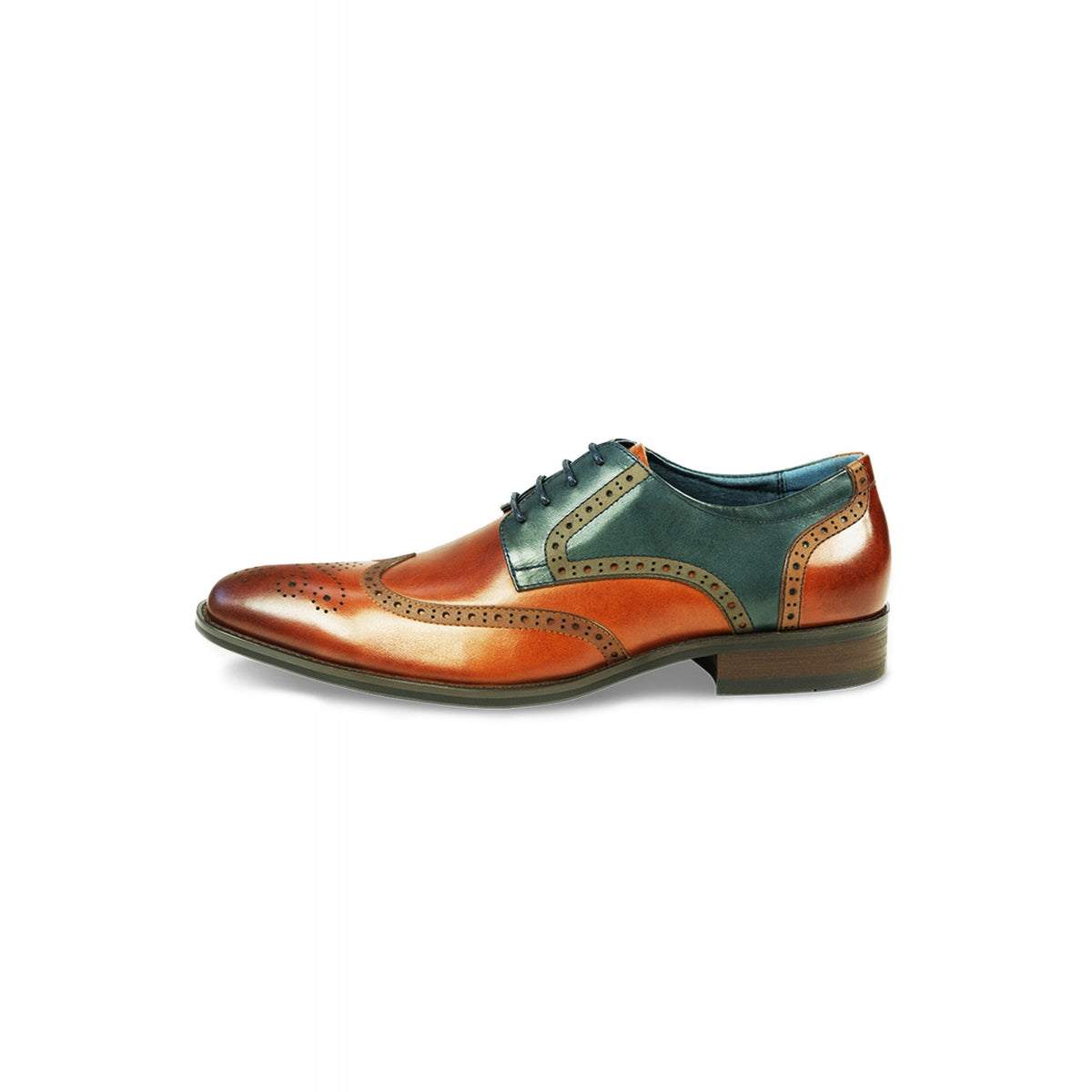 Azor Missori Formal Leather Lace Brogues Shoes - Tan/Teal