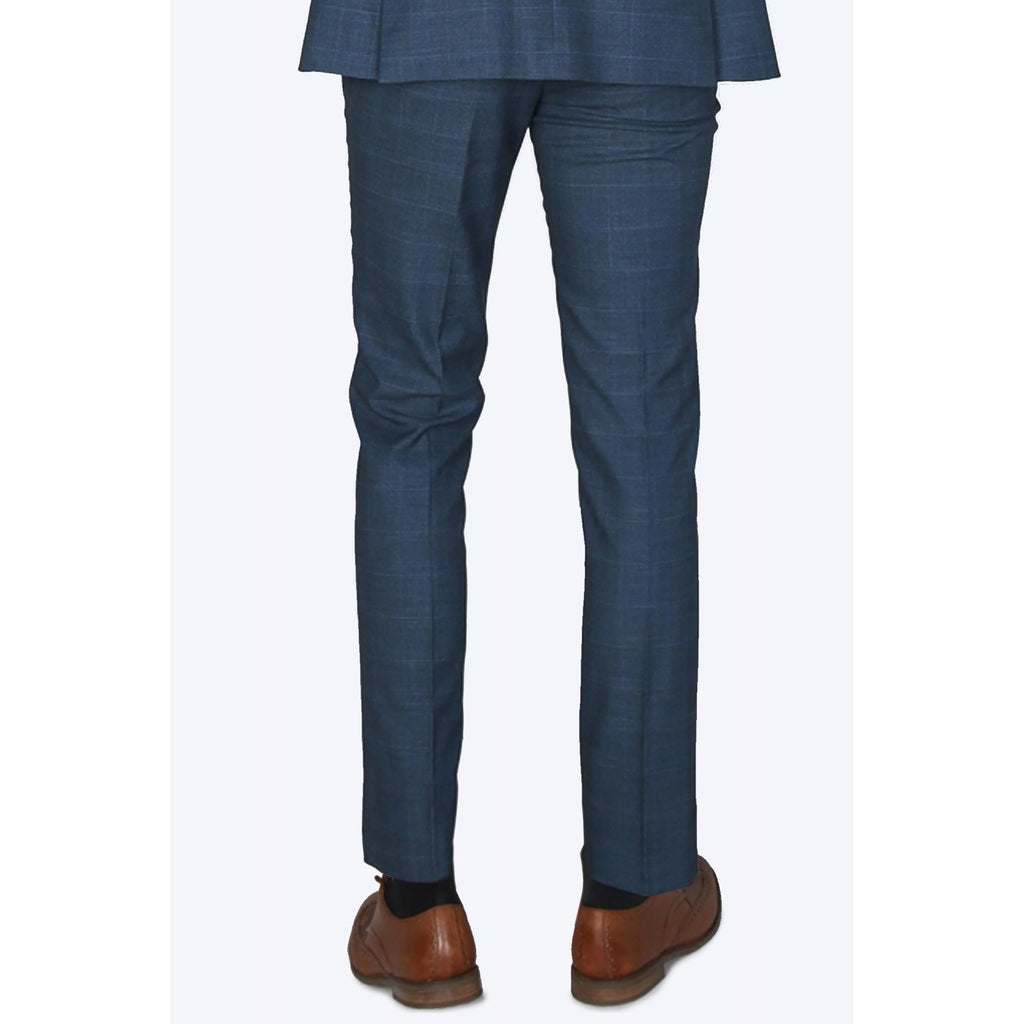 Paul Andrew | Viceroy Contrast Blue Check Regular Fit Trouser - Navy