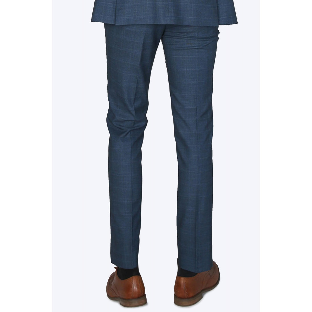 Paul Andrew | Viceroy Contrast Blue Check Regular Fit Trouser - Navy