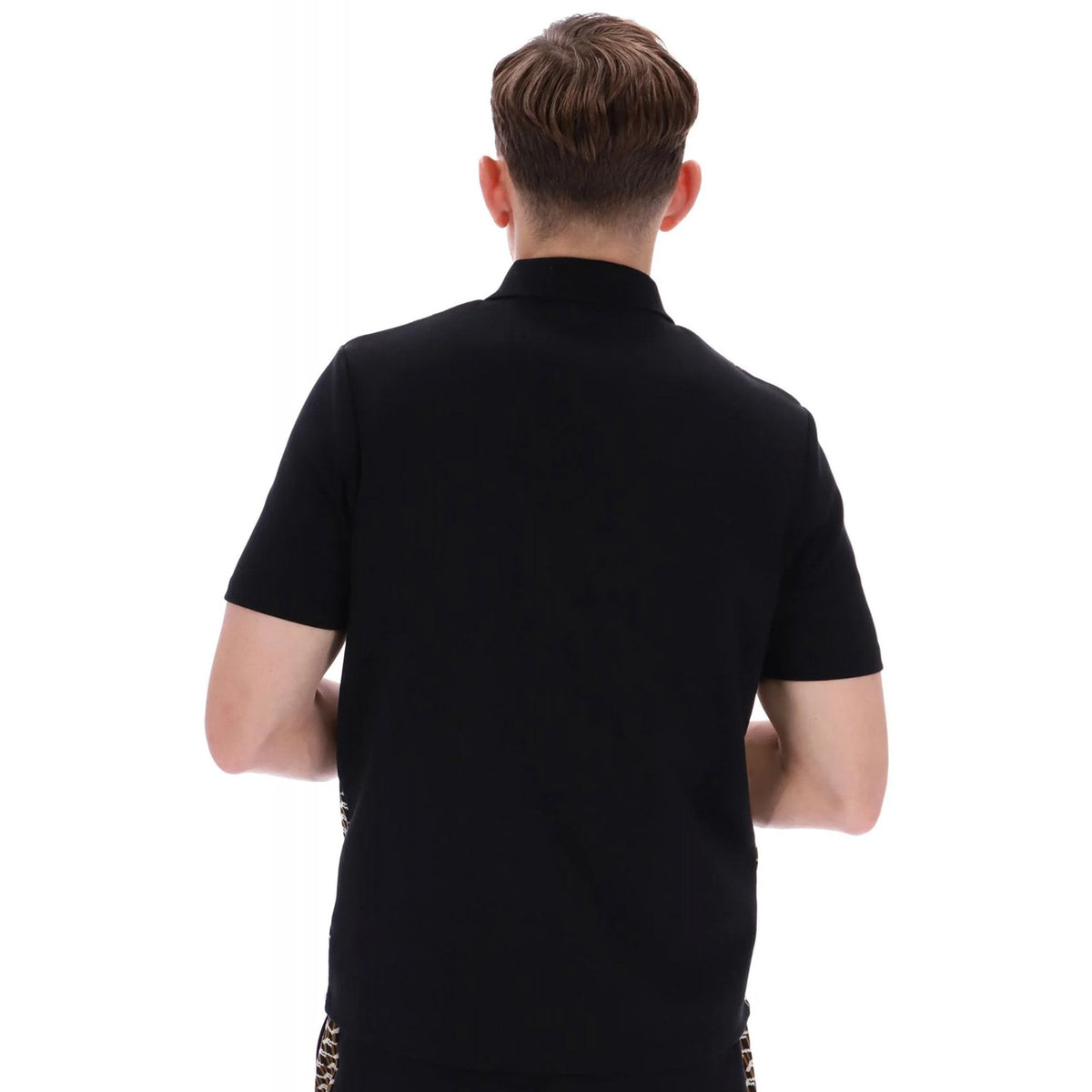Fila Vintage Saro 23MG015 Classic Geo Pattern Polo T-Shirt - Black