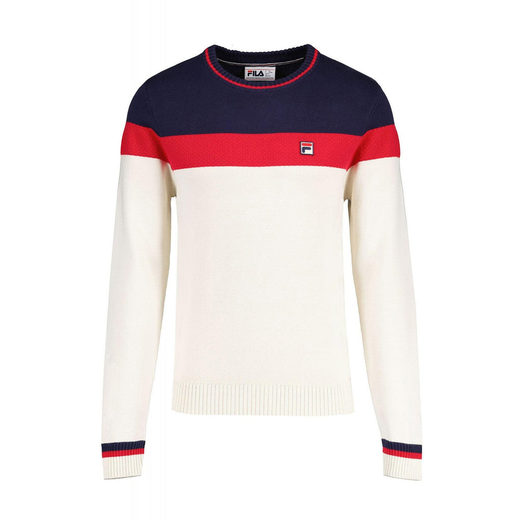Fila Vintage Alden MH046 Textured Knit Colour Block Crew Jumper