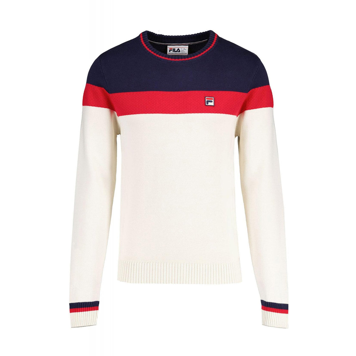 Fila Vintage Alden MH046 Textured Knit Colour Block Crew Jumper
