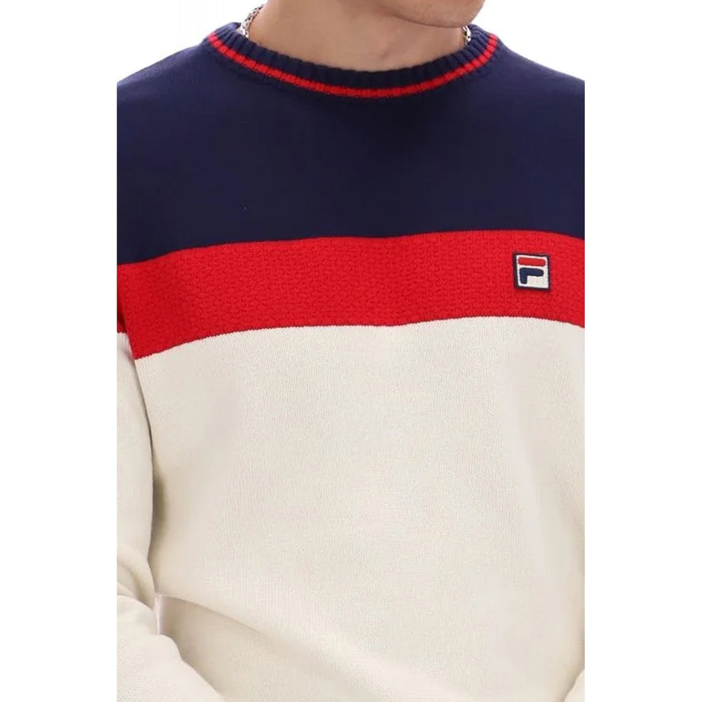 Fila Vintage Alden MH046 Textured Knit Colour Block Crew Jumper