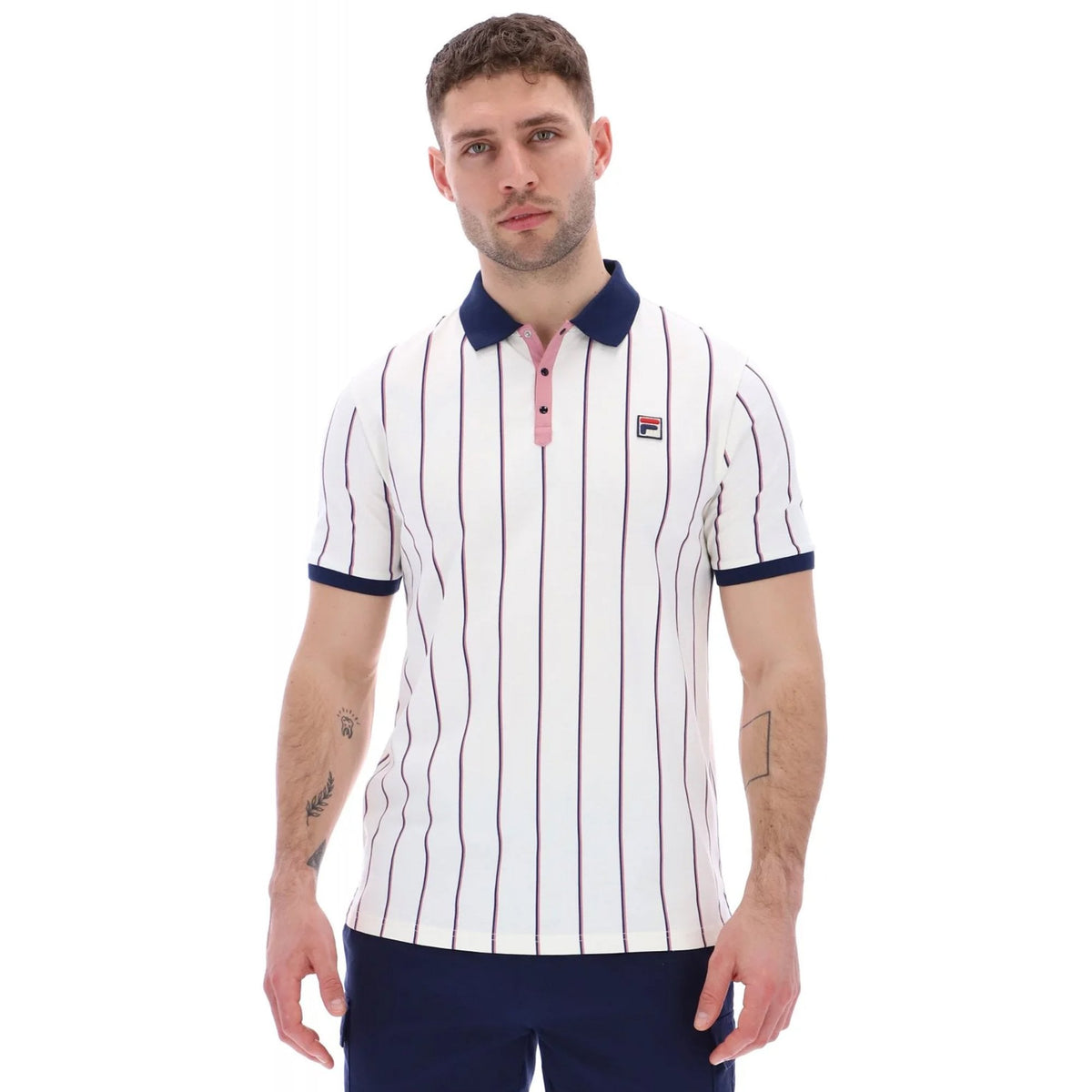 Fila Vintage Brett MH036 Classic Double Stripe BB1 Inspired Polo T-Shirt