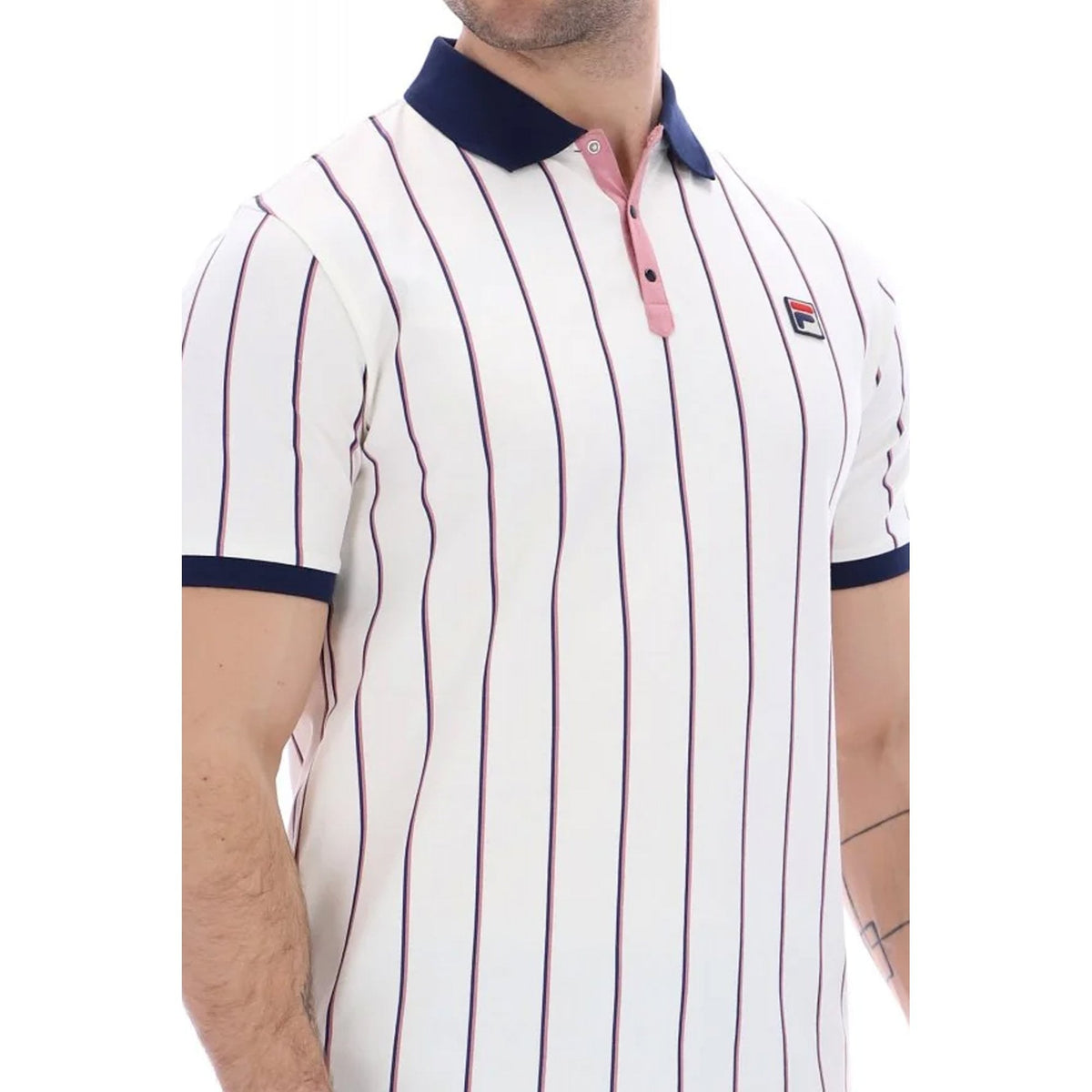 Fila Vintage Brett MH036 Classic Double Stripe BB1 Inspired Polo T-Shirt