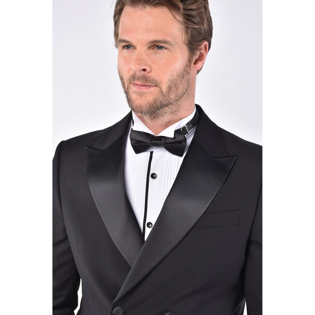 CB Cruise Tailored Slim Fit Contrast Satin Double Breasted Dinner Tuxedo Blazer