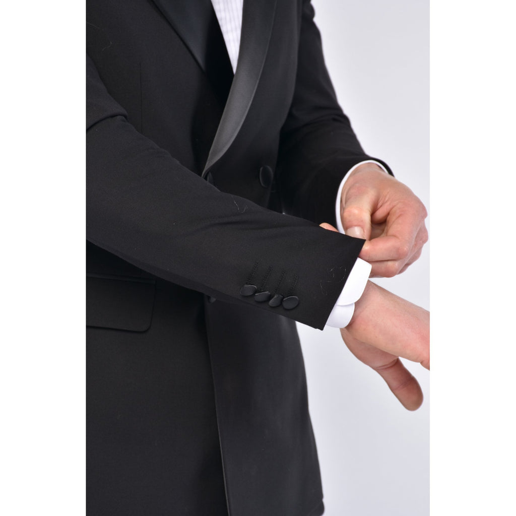 CB Cruise Tailored Slim Fit Contrast Satin Double Breasted Dinner Tuxedo Blazer