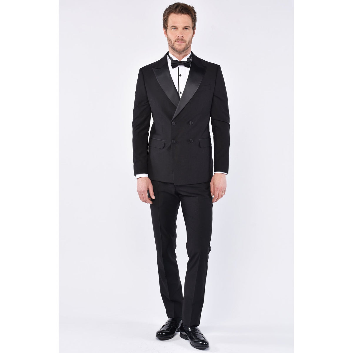 CB Cruise Tailored Slim Fit Contrast Satin Double Breasted Dinner Tuxedo Blazer