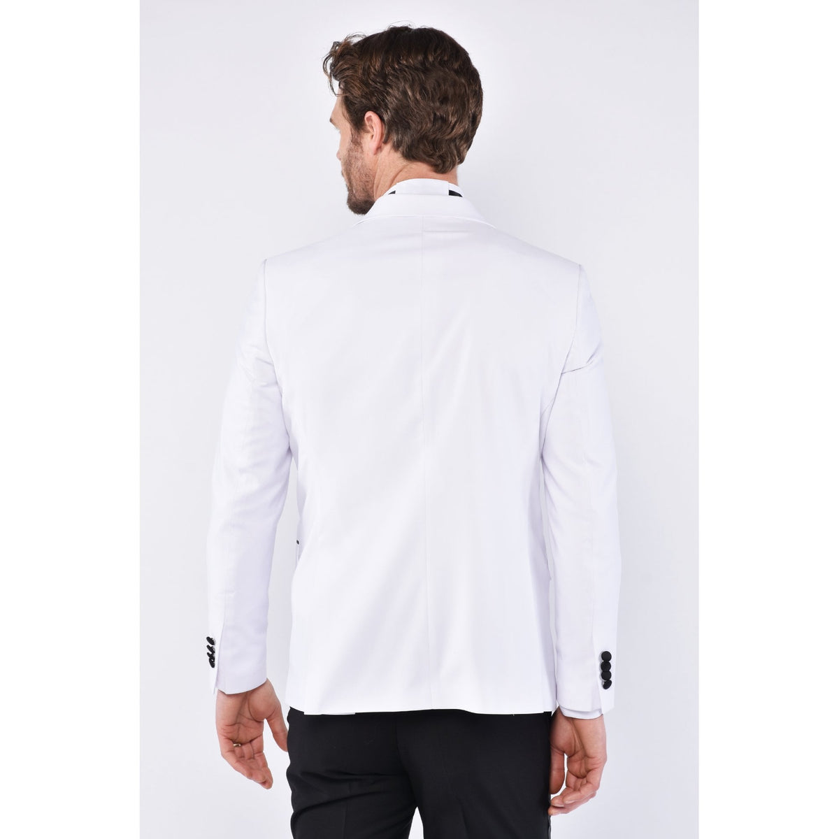 CB Cruise Tailored Slim Fit Contrast Satin Double Breasted Dinner Tuxedo Blazer