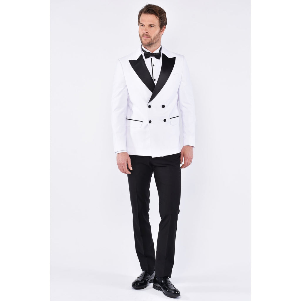 CB Cruise Tailored Slim Fit Contrast Satin Double Breasted Dinner Tuxedo Blazer