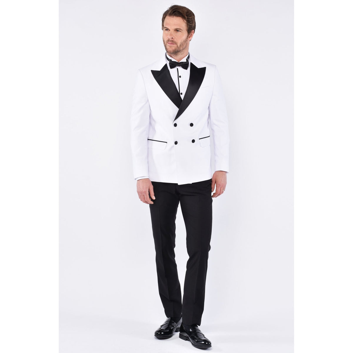 CB Cruise Tailored Slim Fit Contrast Satin Double Breasted Dinner Tuxedo Blazer