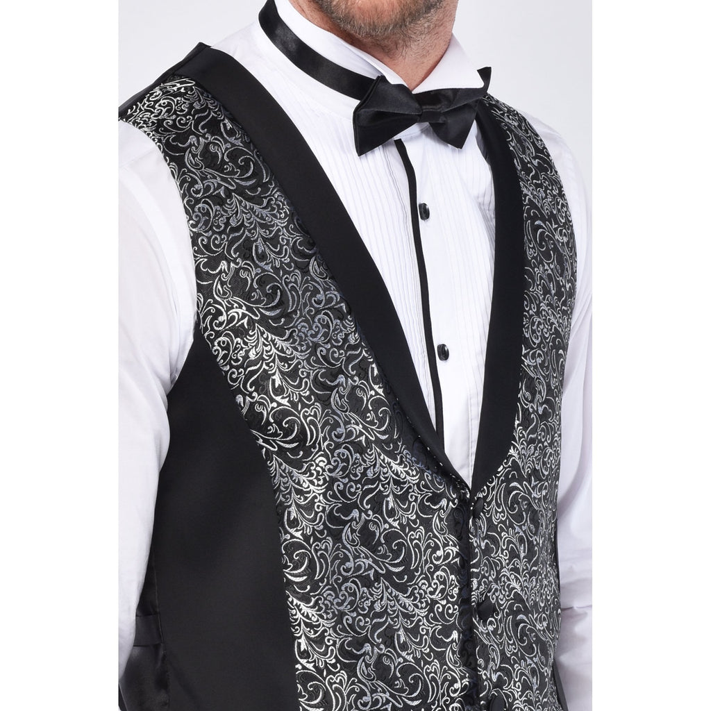 CB Wedding Tailored Slim Fit Swirl Jacquard Pattern Design Waistcoat