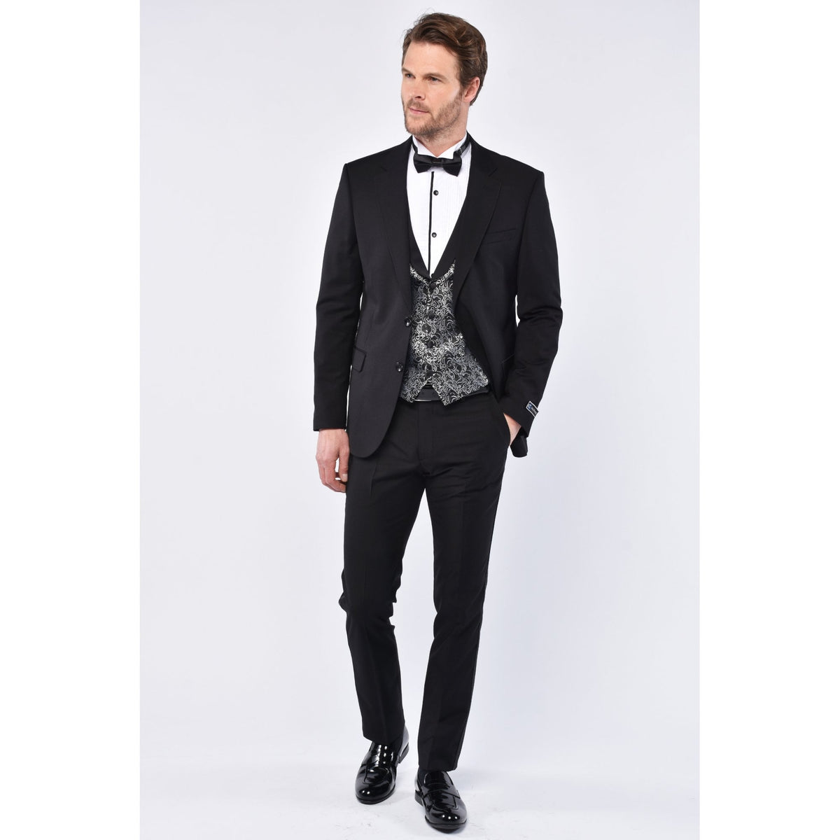 CB Wedding Tailored Slim Fit Swirl Jacquard Pattern Design Waistcoat