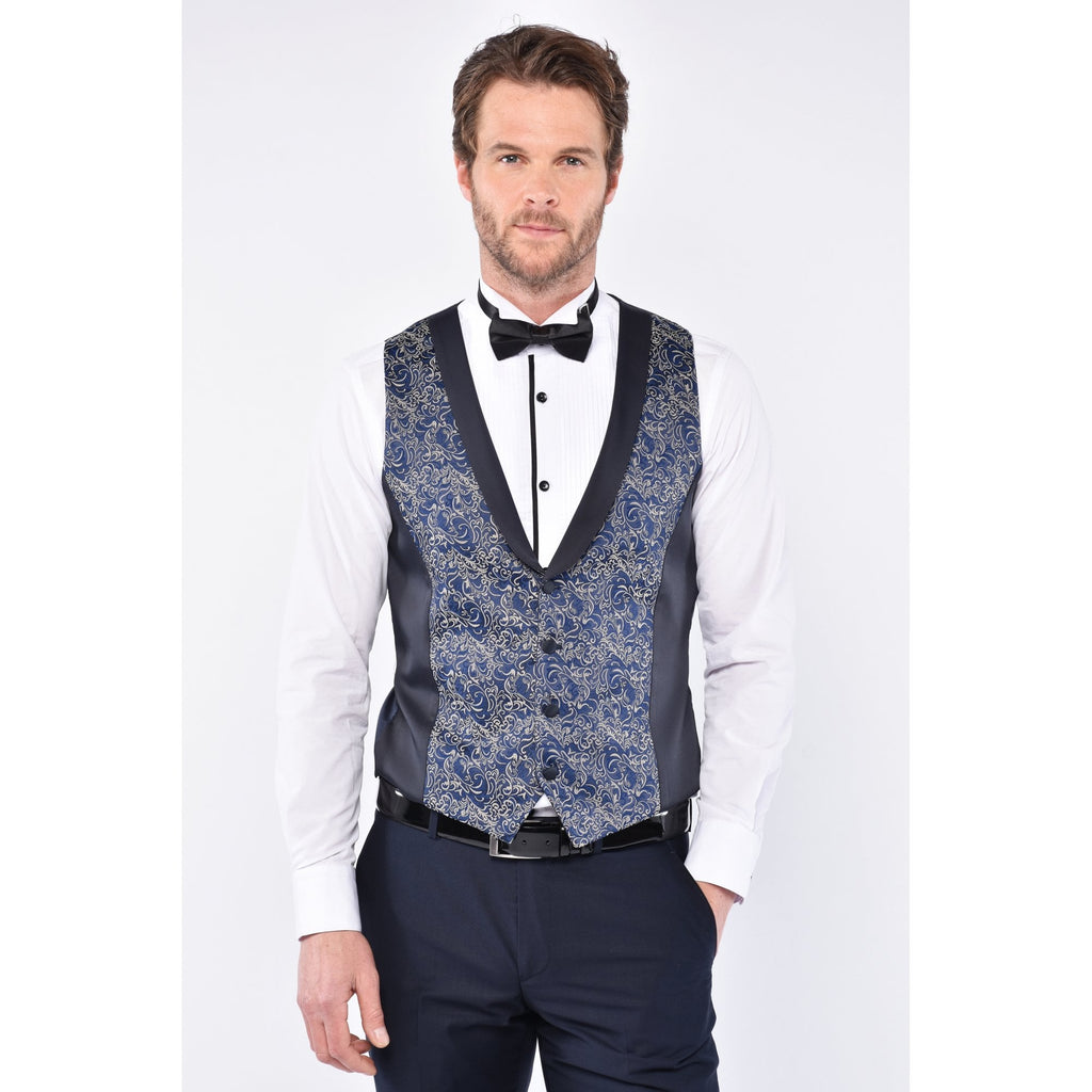 CB Wedding Tailored Slim Fit Swirl Jacquard Pattern Design Waistcoat