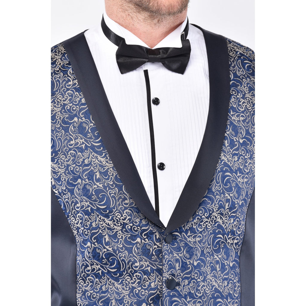 CB Wedding Tailored Slim Fit Swirl Jacquard Pattern Design Waistcoat