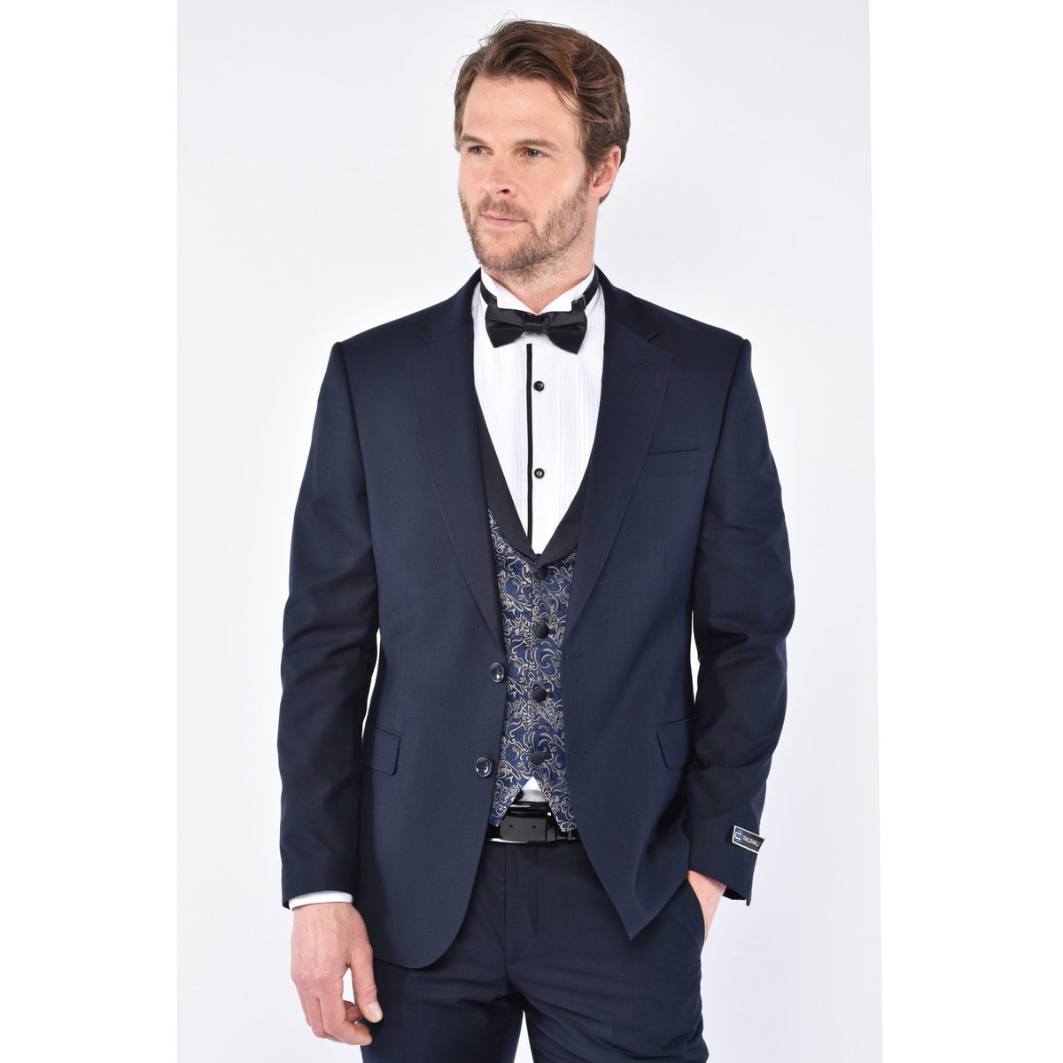 CB Wedding Tailored Slim Fit Swirl Jacquard Pattern Design Waistcoat