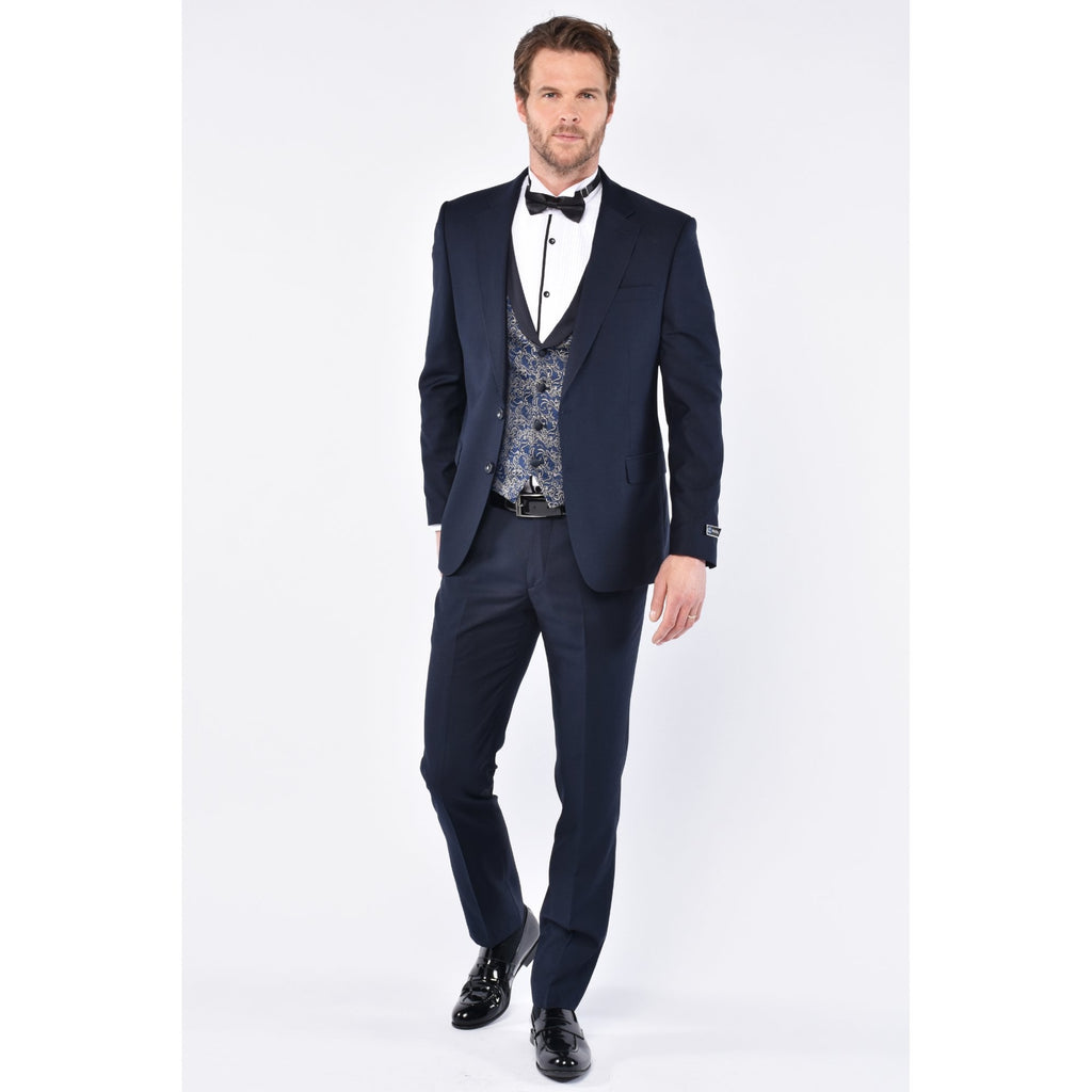 CB Wedding Tailored Slim Fit Swirl Jacquard Pattern Design Waistcoat