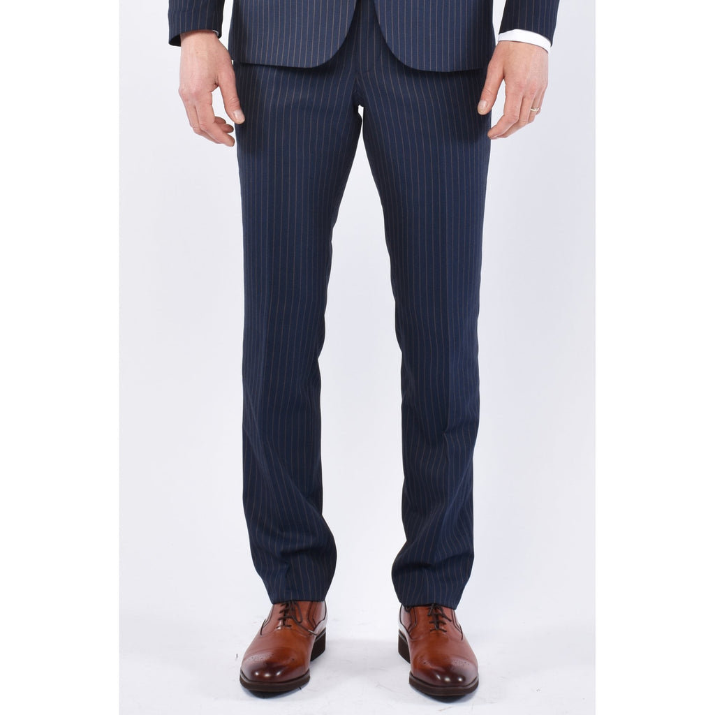 CB Greenwich Tailored Slim Fit Pinstripe Trousers - Navy
